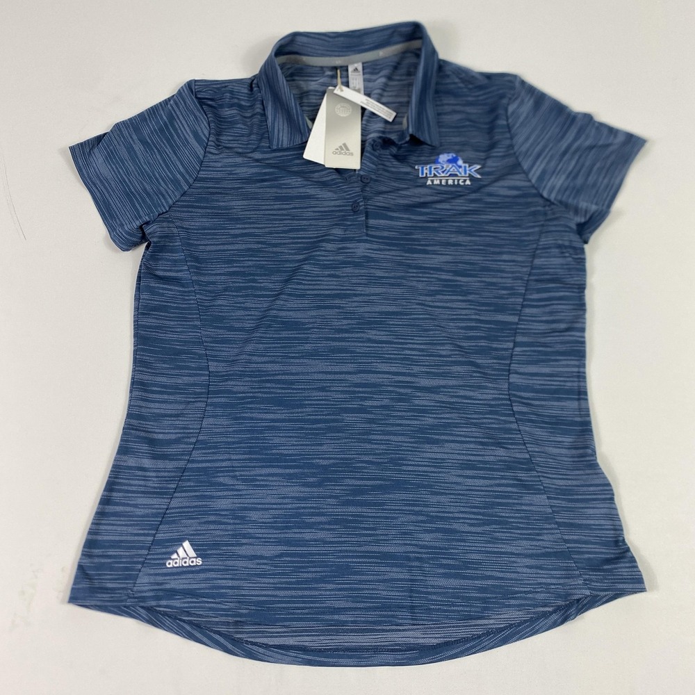 Adidas Polo Shirt Womens Large Blue Space Dye Primegreen Golf Trak America